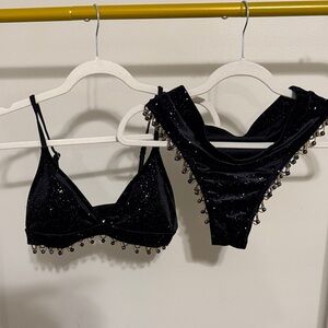 Black Glittery Women's Festival Set